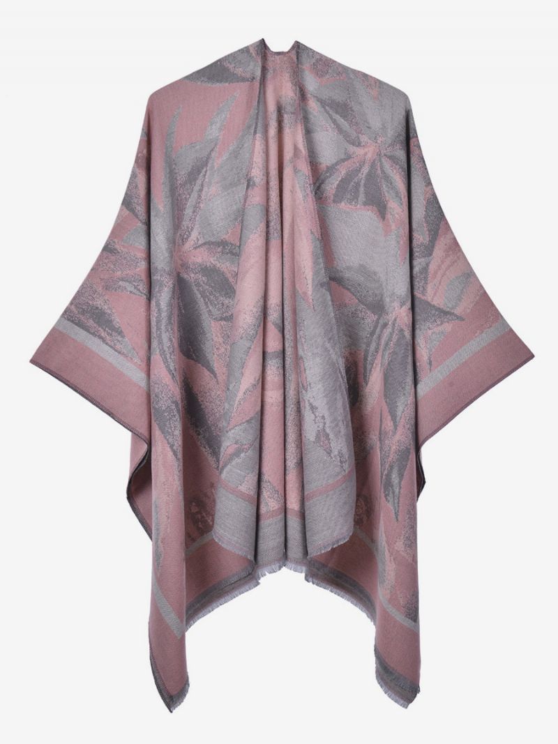 Kvinnor Cape Classic Blommig Tryckt Oversized Casual Daily Poncho - Rosa