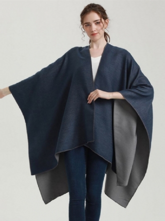 Kvinnor Cape Color Block Oversized Daily Casual Höst Vinter Poncho