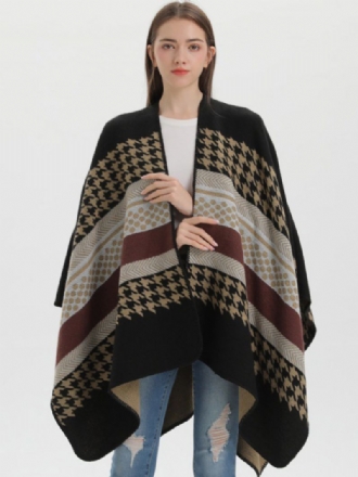 Kvinnor Cape Pläd Color Block Daglig Casual Höst Vinter Poncho