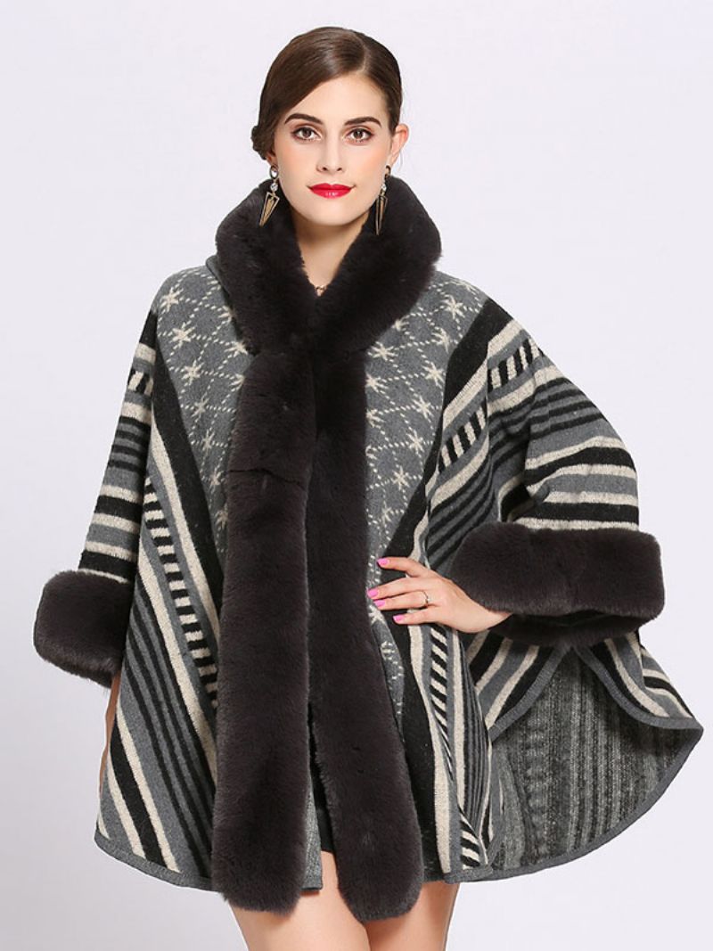 Kvinnor Poncho Hooded Cape Coat Varma Vinter Ytterkläder