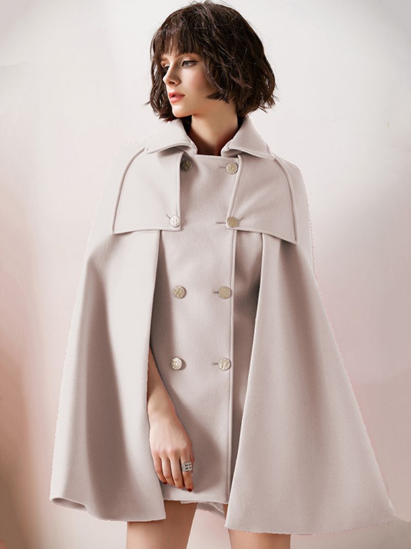 Kvinnor Röd Poncho Oversized Cape Coat Vinter Ytterkläder - Beige