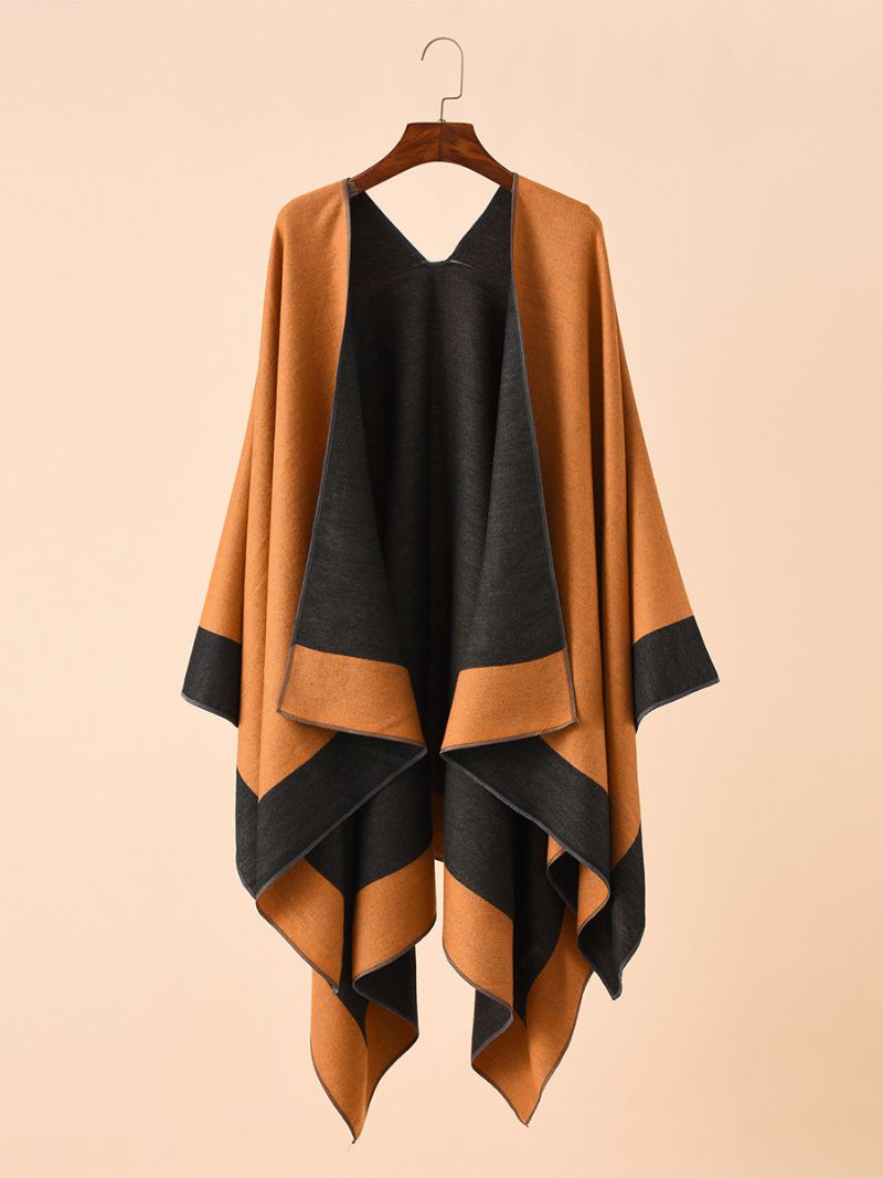 Kvinnors Färgblock Poncho Daily Casual Cape - Orange