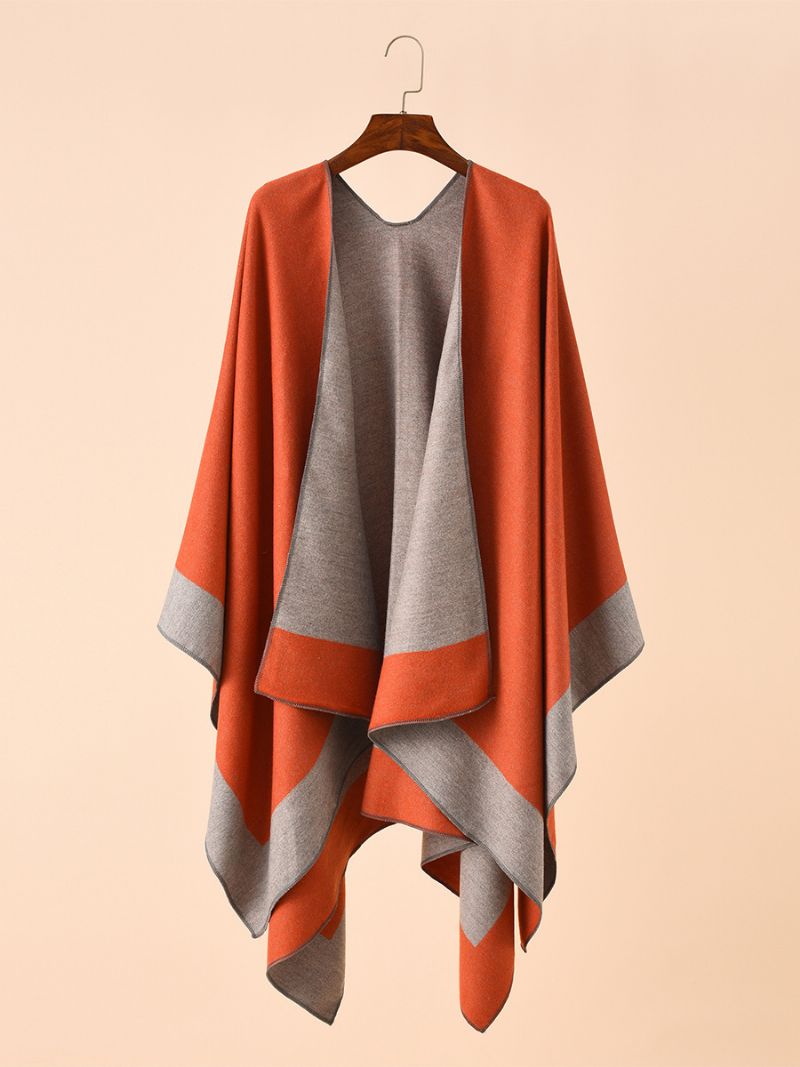 Kvinnors Färgblock Poncho Daily Casual Cape - Orange