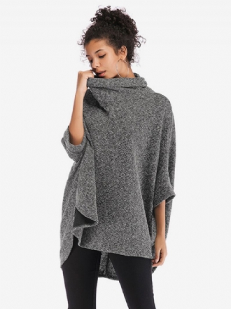 Kvinnors Halvärmar Cape Hög Krage Oversized Casual Elegant Poncho