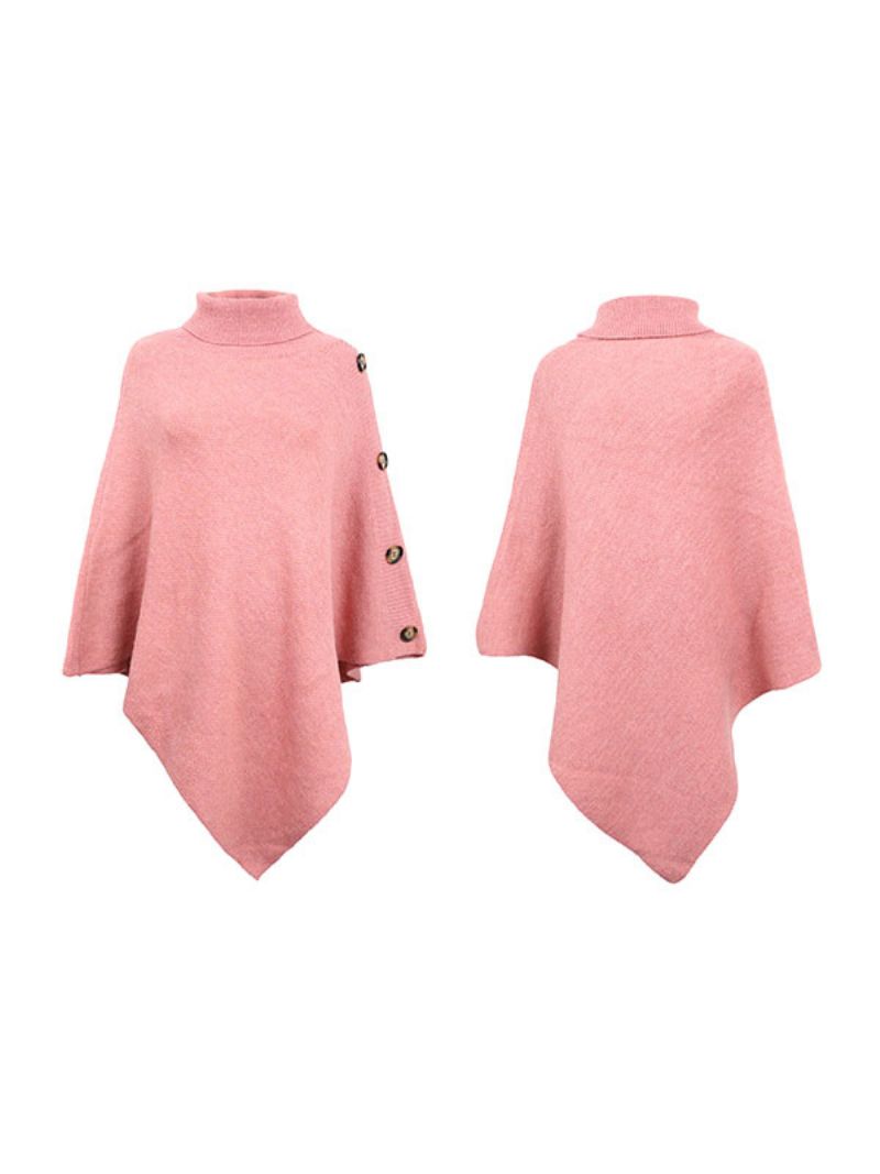 Poncho För Kvinnor Med Hög Krage Cape Spring Ytterkläder - Rosa