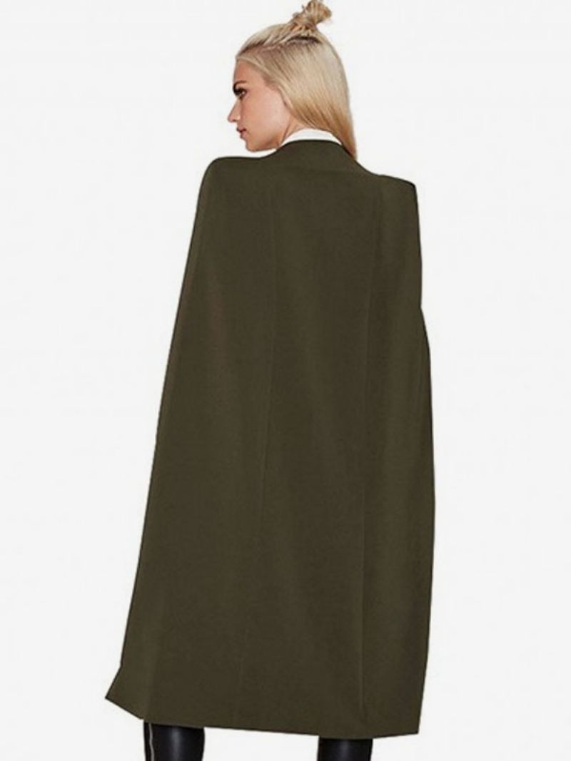 Poncho För Kvinnor V-neck Batwing Stretch Split Front Cape - Hunter Green