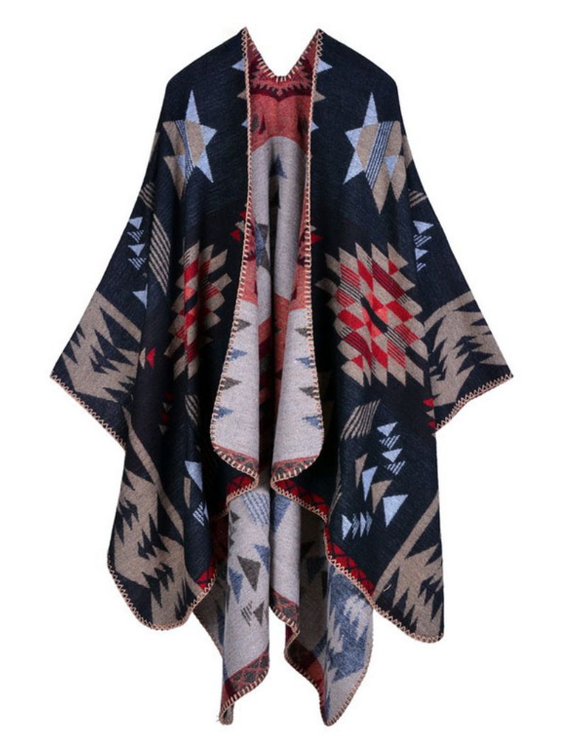 Sjal Wrap Pläd Bohemian Print Spring Cardigan Kvinnor Cape - Ljusgul