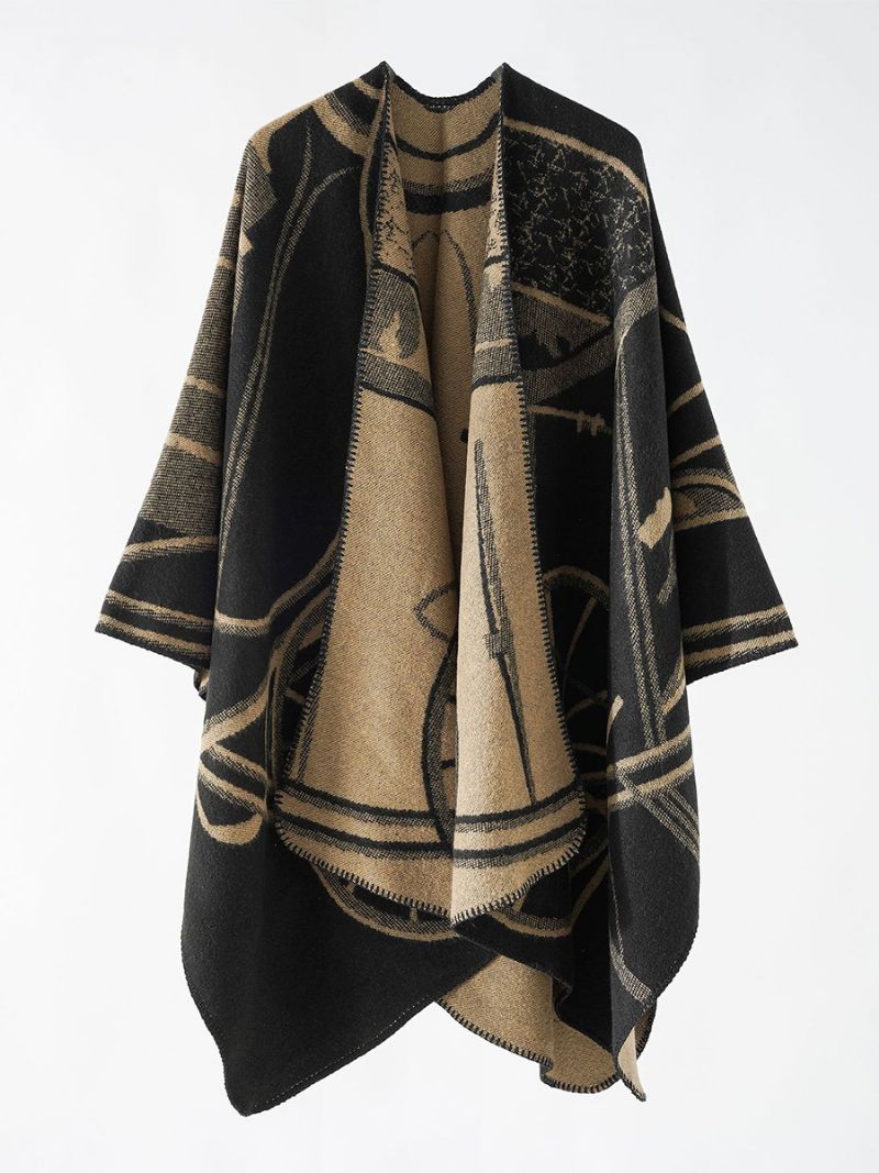 Tvåfärgad Poncho För Damer. Daily Casual Elegant Cape