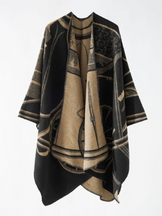 Tvåfärgad Poncho För Damer. Daily Casual Elegant Cape