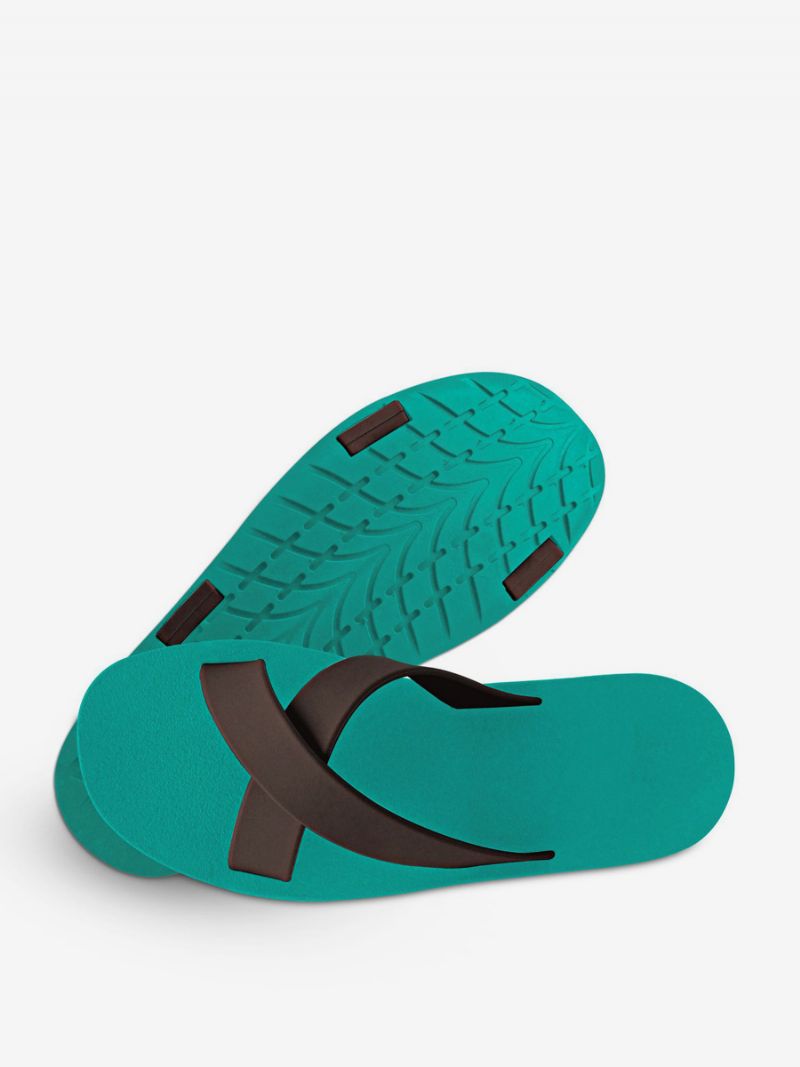 Herr Sandaler Slip-on Color Block Flat Tofflor - Blå