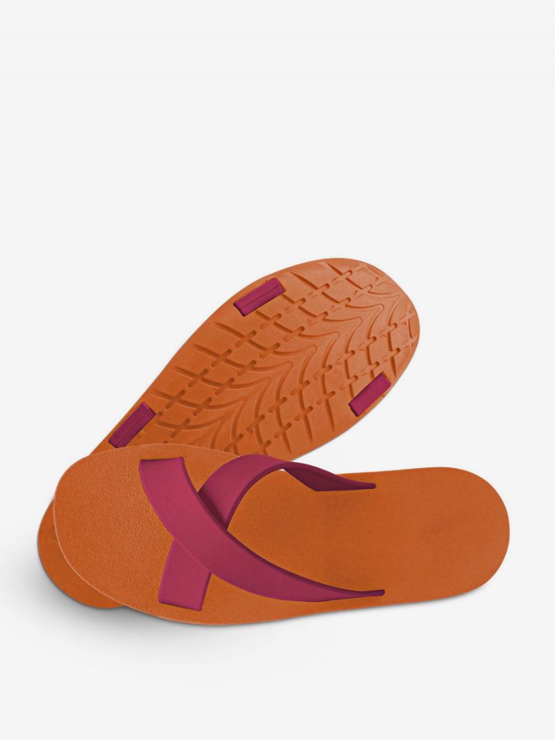 Herr Sandaler Slip-on Color Block Flat Tofflor - Orange