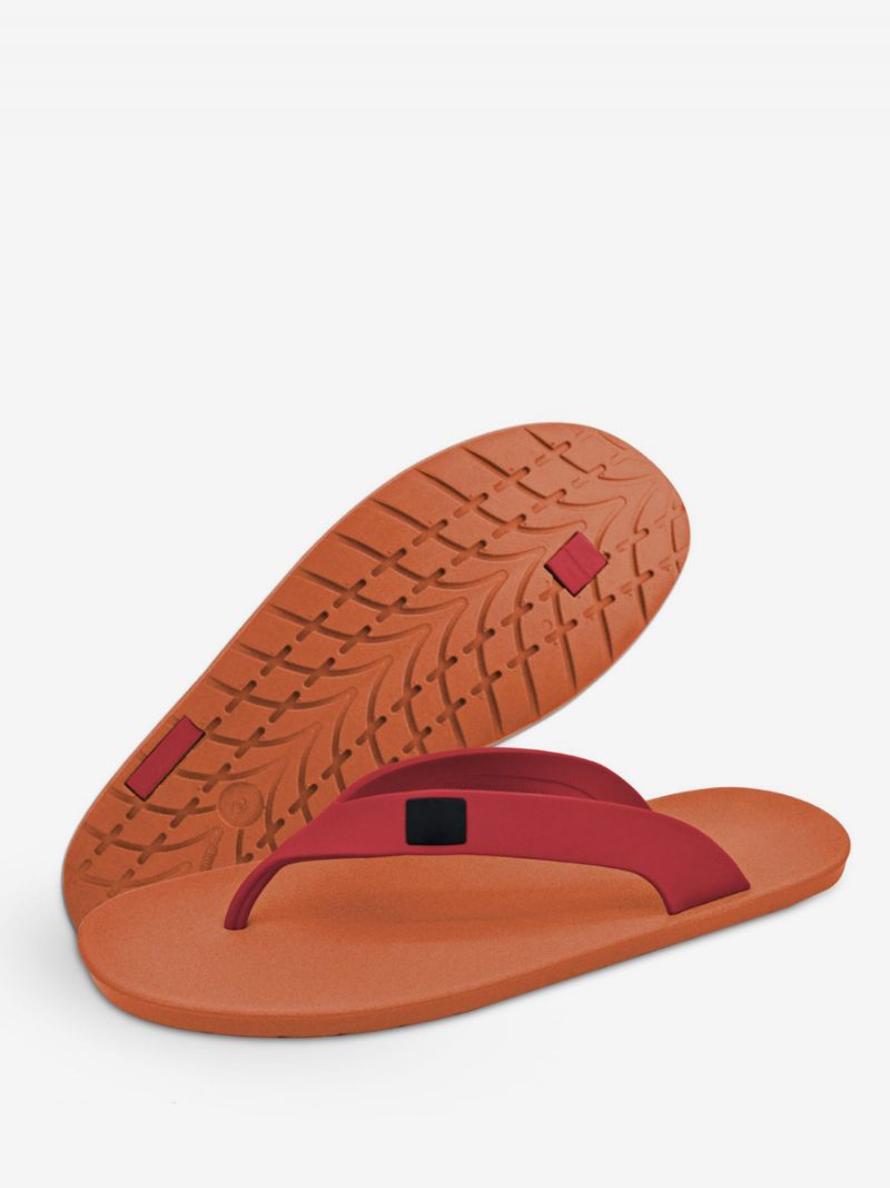 Herr Sandaler Slip-on Color Block Flat Tofflor - Orange