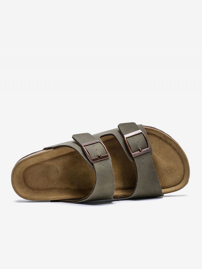 Herrsandaler Slip-on Color Block Pu Läder Split Sole - Kaffe Brun