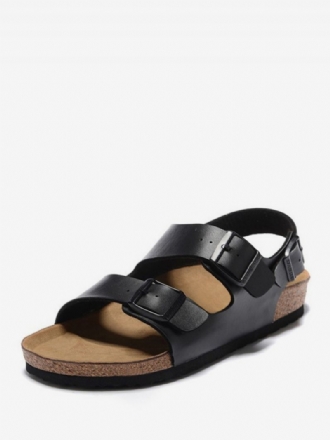 Herrsandaler Slip-on Justerbar Strap Spänne Tofflor Flat Sandaler