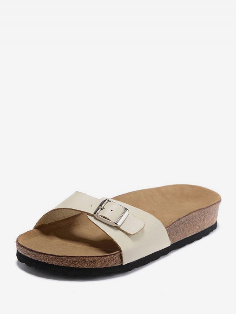 Mäns Sandaler För Män Slip-on Justerbar Rem Spänne Tofflor Platta - Beige