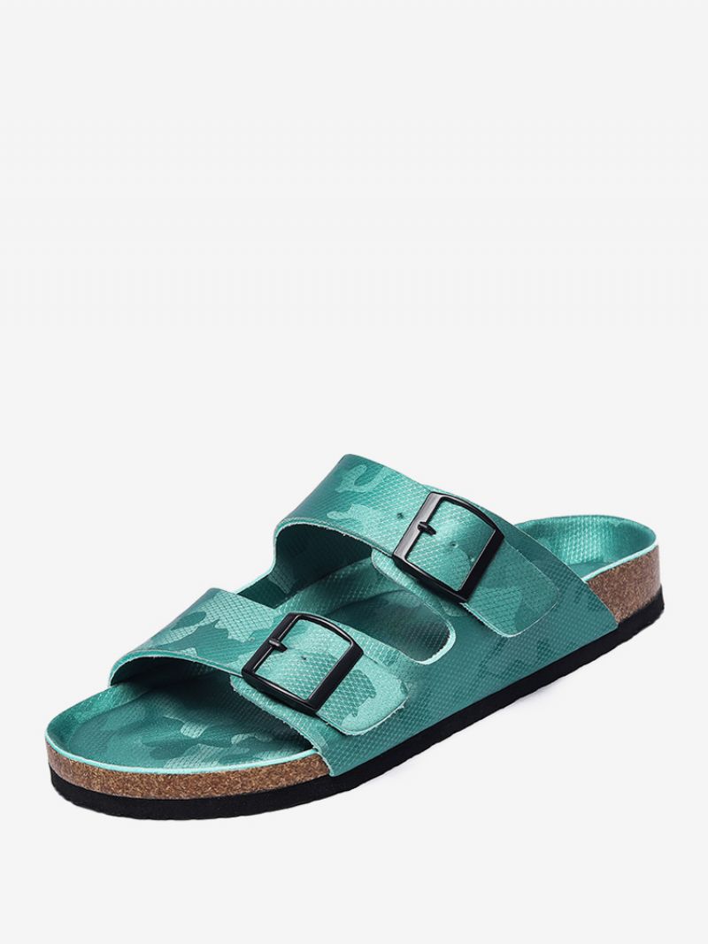 Sandaler För Män Slip-on Color Block Pu Läder Split Sole - Tenn