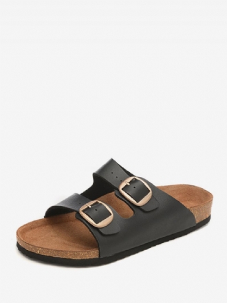 Sandaler För Män Slip-on Justerbar Strap Spänne Tofflor Flat