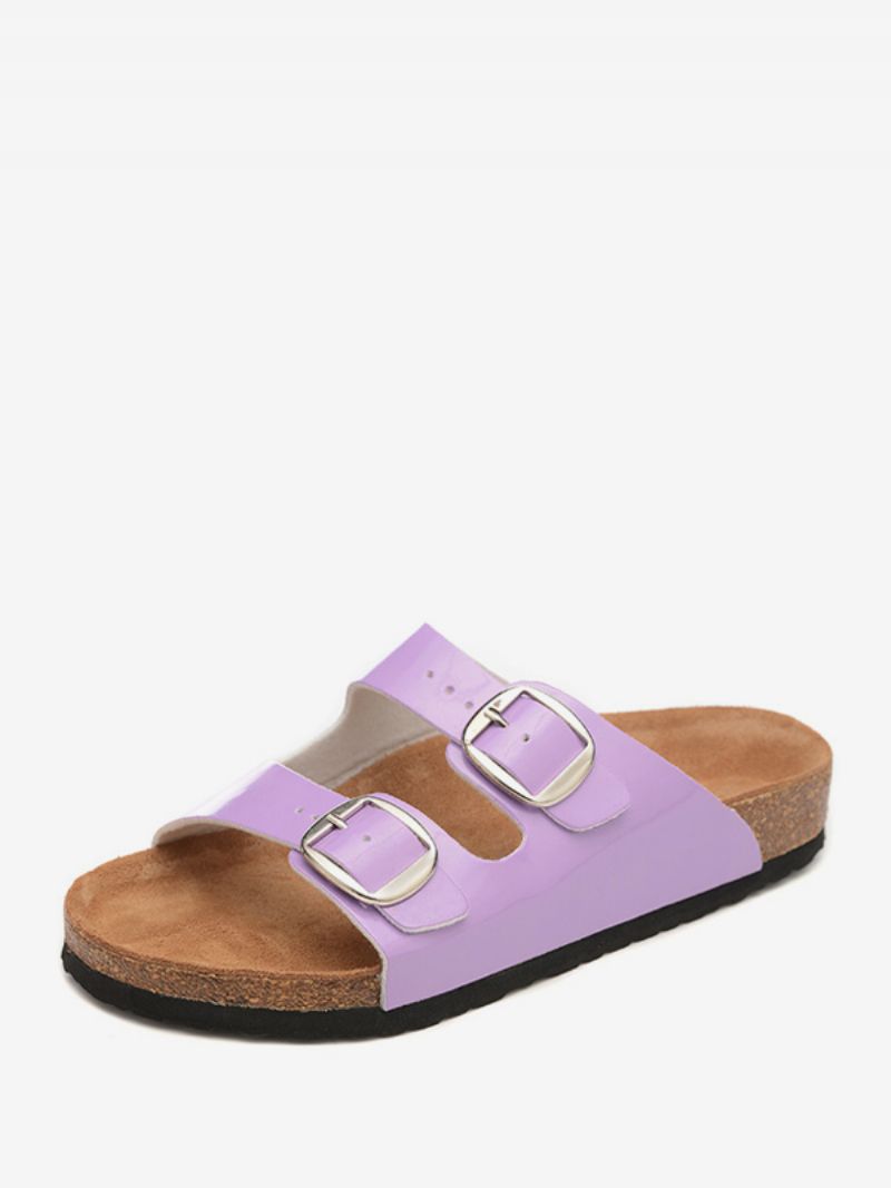 Sandaler För Män Slip-on Justerbar Strap Spänne Tofflor Flat - Lila