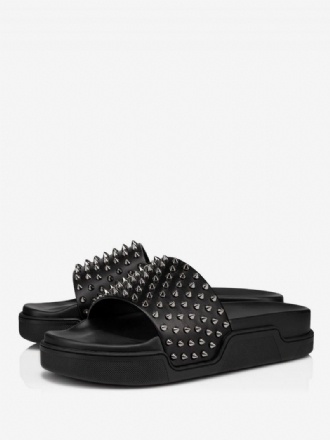 Unisex Flat Spike Bianco Black Platform Slide Sandal För Män