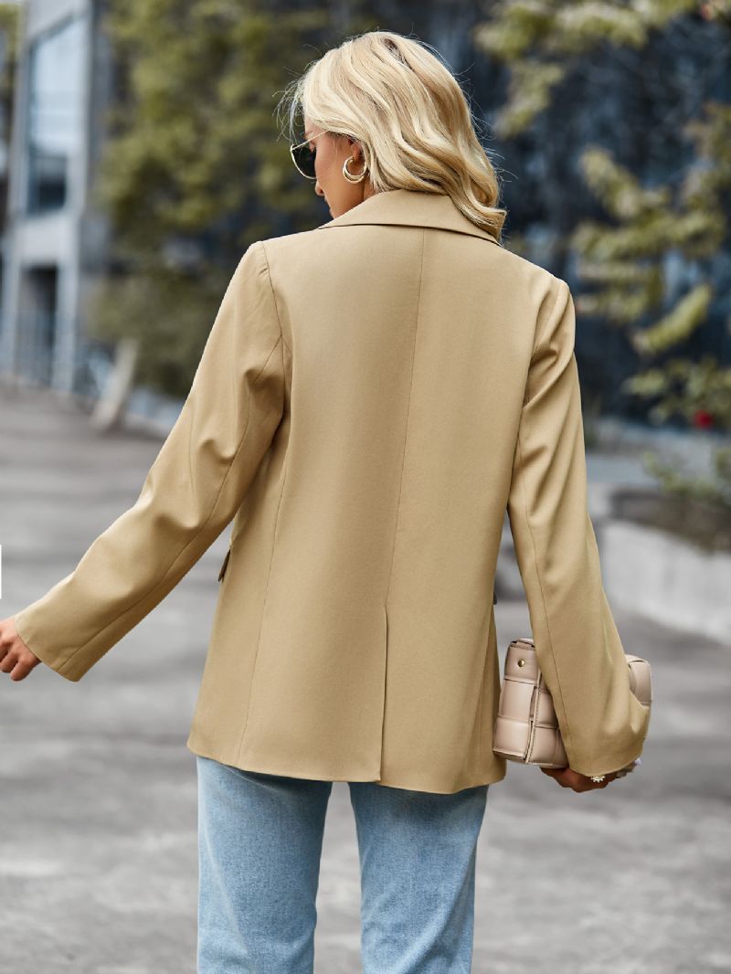 Kvinnors Blazer Mode Turndown Krage Långa Ärmar - Khaki