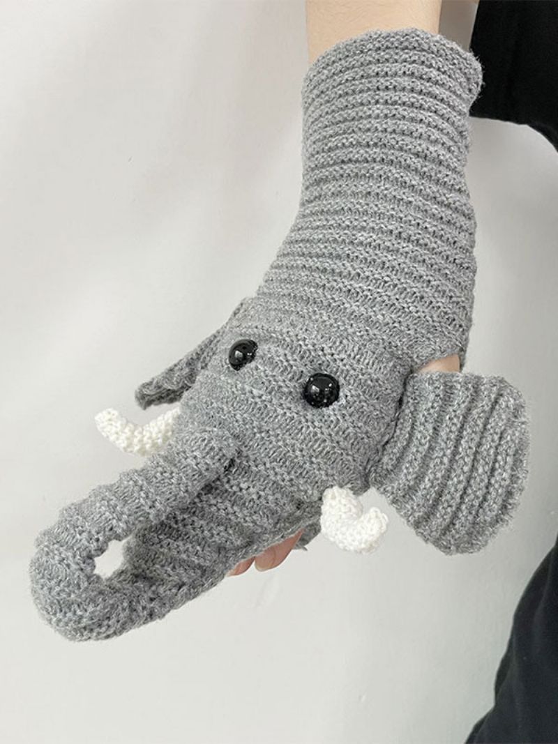 Damhandskar Animal Print Elephant Home Wear Winter Warm Cute Acc