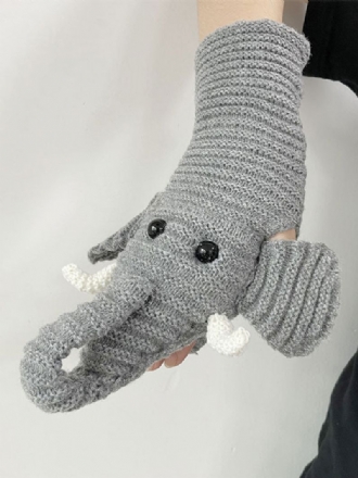 Damhandskar Animal Print Elephant Home Wear Winter Warm Cute Acc